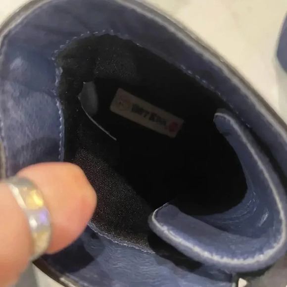 Hot Kiss Dark Blue Velvet Ankle Booties with Ribbon & Gold Zipper Women's 7.5 - Picture 5 of 8